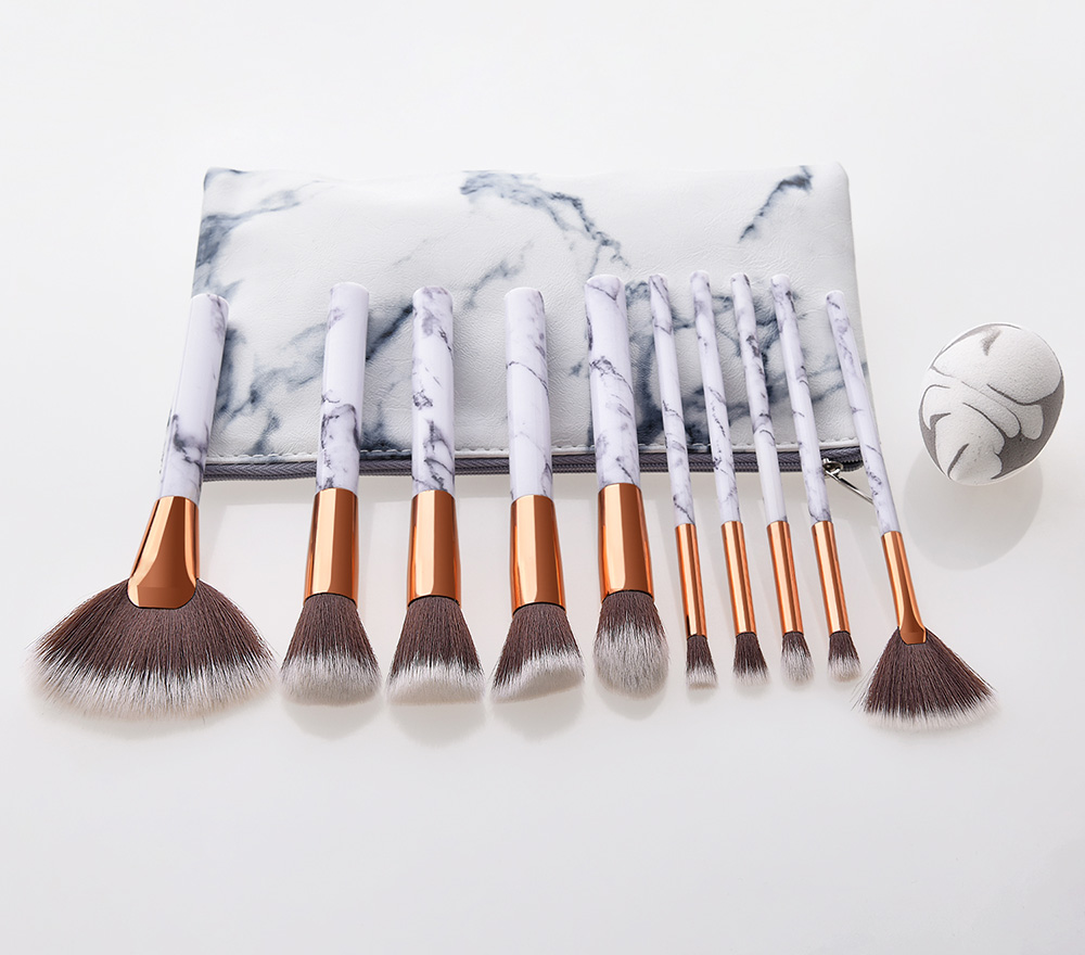 Hot Marble Make Up Sponge Puff Marble Makeup Brushes With PU Pouch
