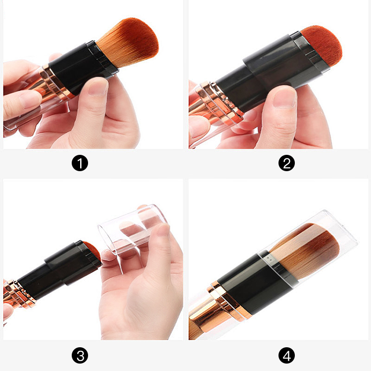 Double Head Cosmetic Brush Retractable Powder Foundation Brush for Makeup