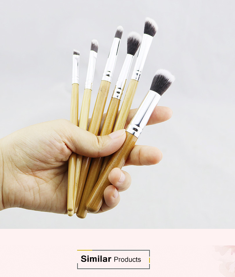 Best Cheap 6 Piece Makeup Brushes Bamboo Complete Make Up Eye Eyebrow Eyeliner Blending Brush Sets