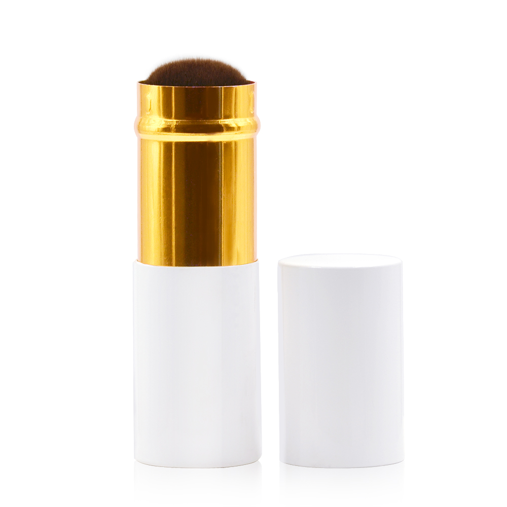 Private Label Synthetic Hair Retractable Oval Powder White Kabuki Brush