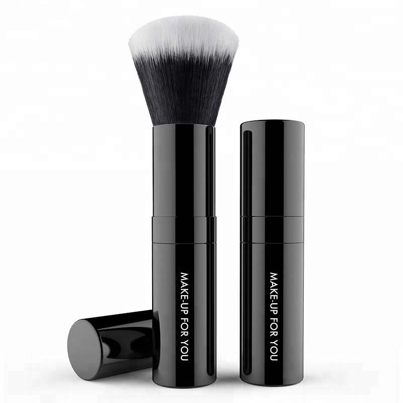 Custom Logo Kabuki Brush Retractable Makeup Contour Blusher Powder Brush