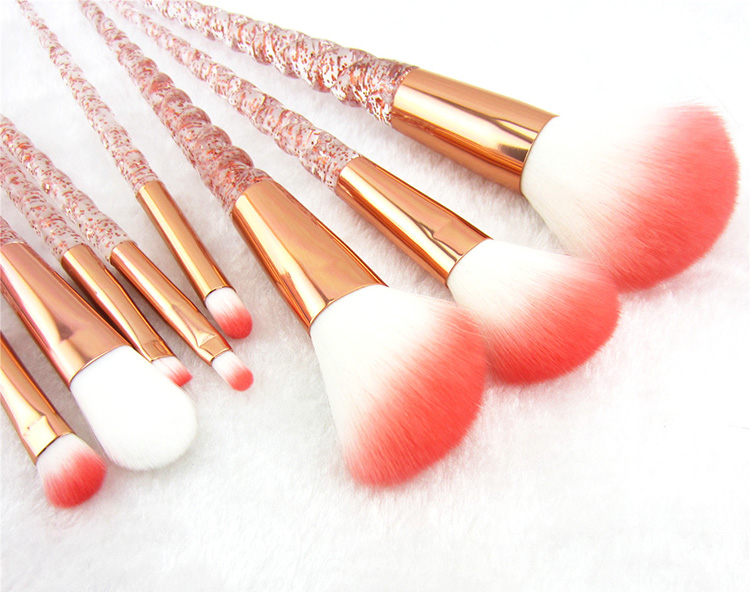Transparent handle Glitter makeup Brush 8pcs cosmetic brush Facial Brush