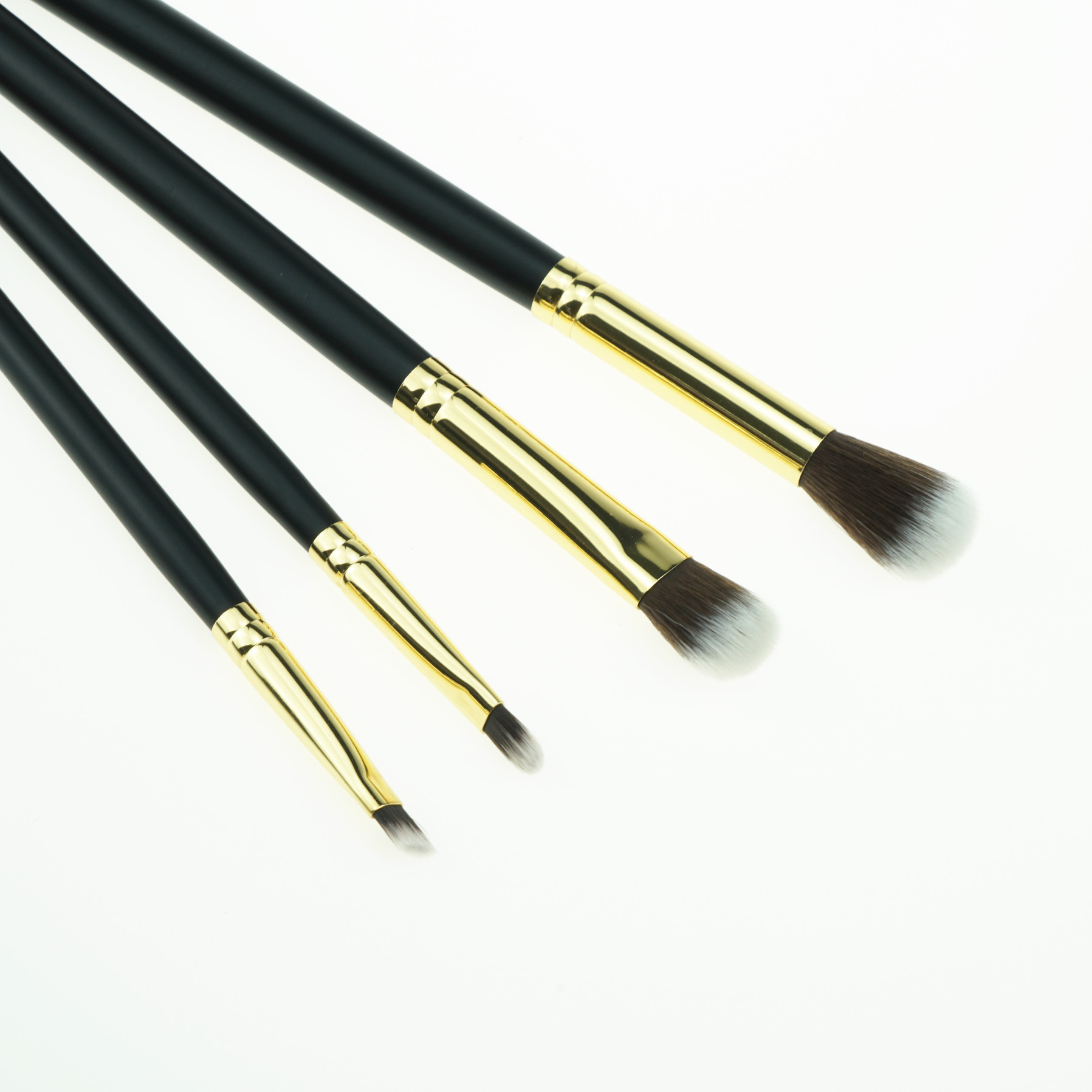 Custom Private Label 8pcs Makeup Brush Set Rose Gold Ferrule Black Wooden Handle Eyeshadow Brush Set