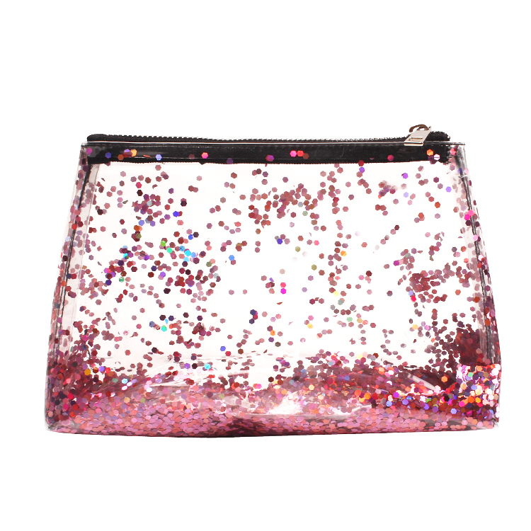 Shiny Crystal Liquid Bag PVC Glitter Cosmetic Bag Quicksand Glitter Bling Pouch