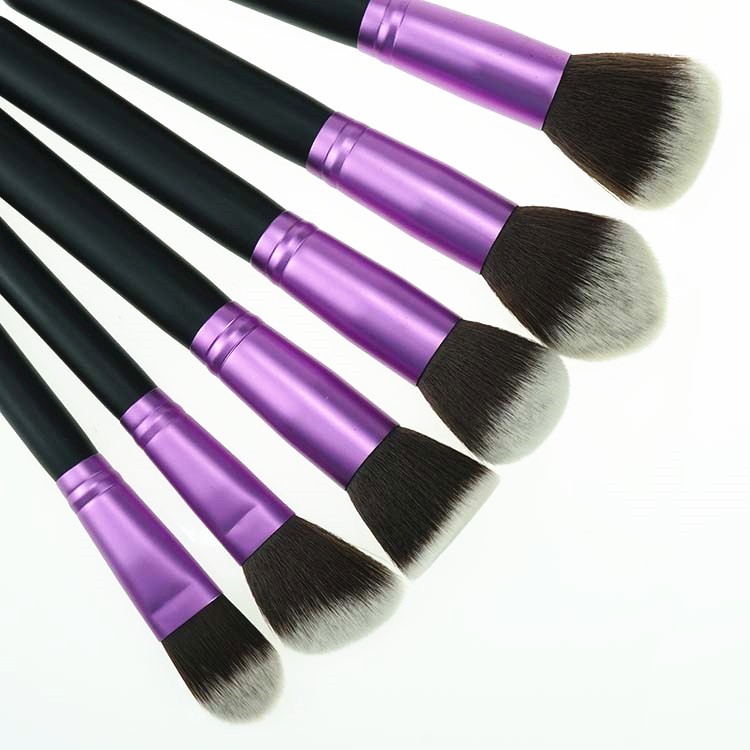 15 Piece Purple Ferrule New Makeup Brushes Flat Foundation Makeup Brush With PU Bag
