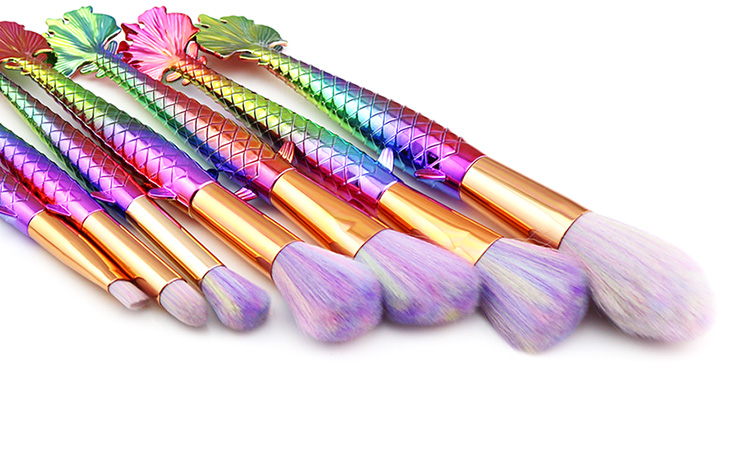 Free Sample 7pcs Mermaid Make up Brushes, Professional Set Brand Cosmetics Brush for Makeup