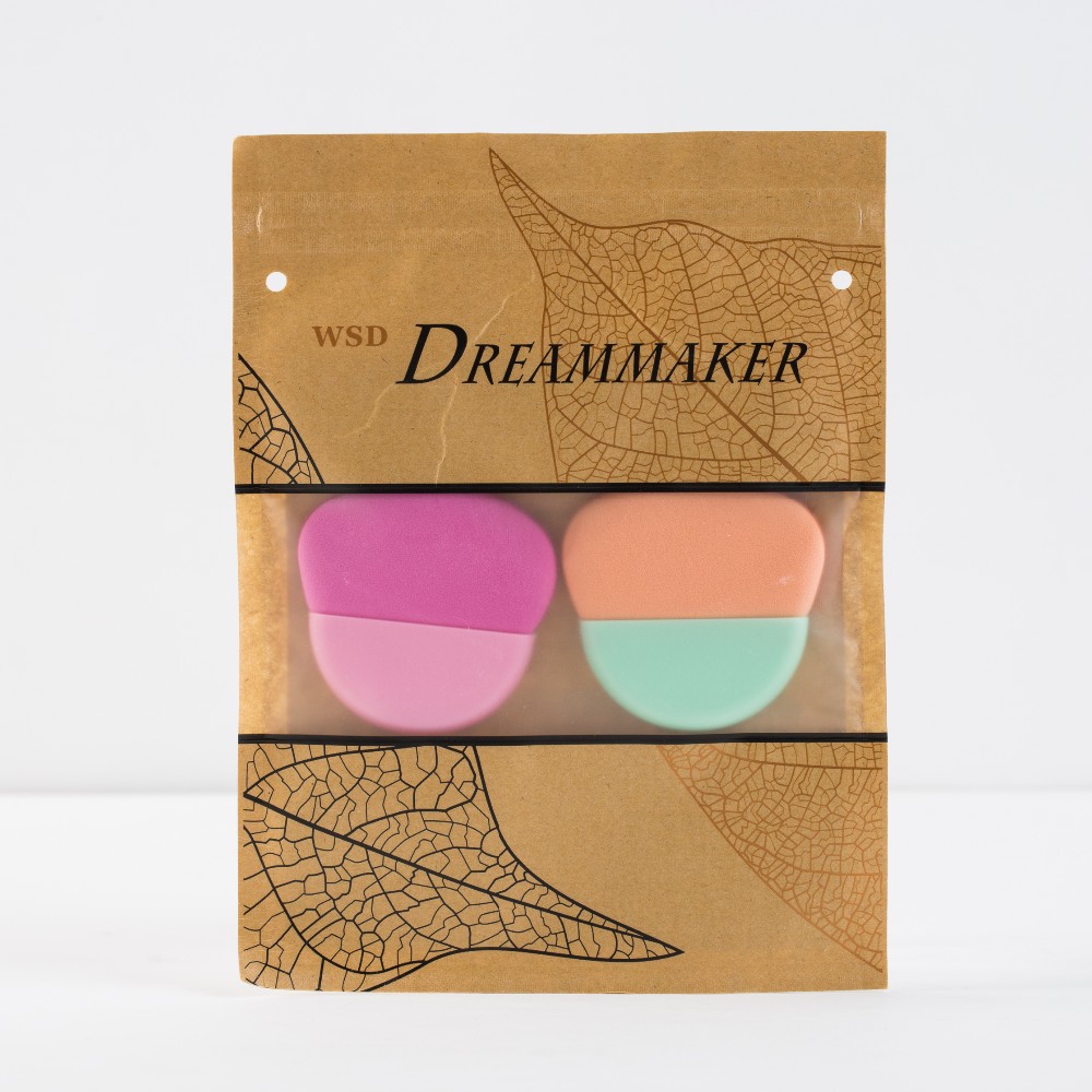 supressed flat makeup beauty sponge with plastic handle