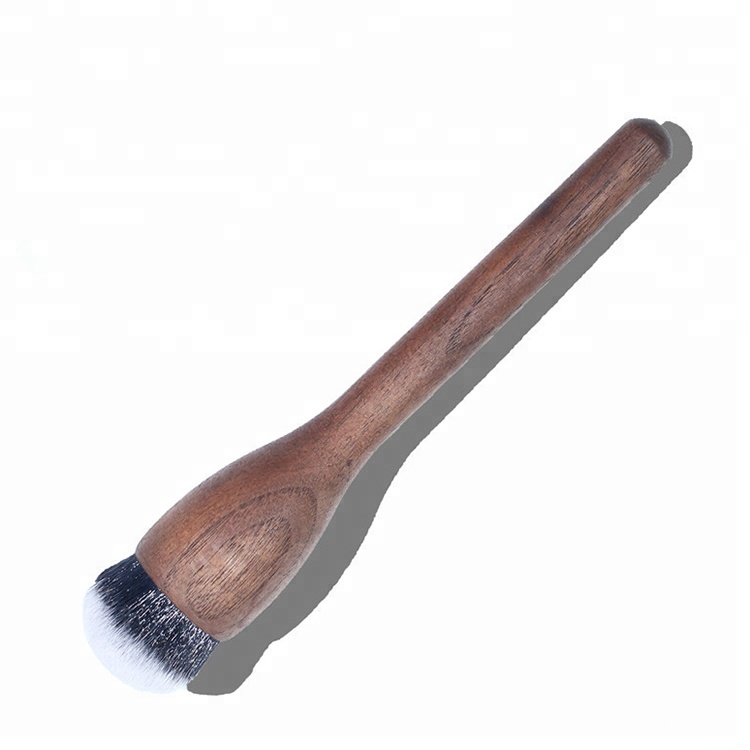 Single Private Label Fiber Synthetic Wood Oval Foundation Cosmetic Brush
