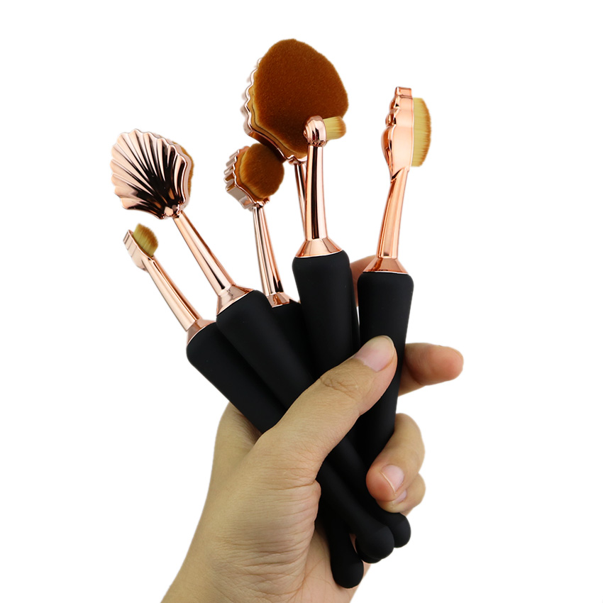 6 pcs rose gold toothbrush makeup seashell brushes