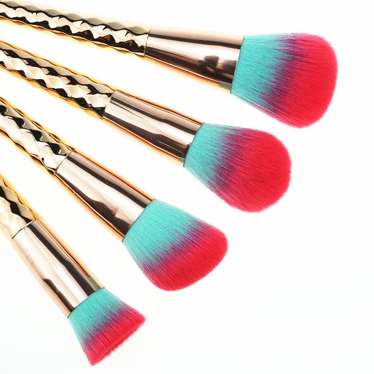 New Luxury Plastic Handle  Rose Gold Glitter Makeup Brushes Pravite Label