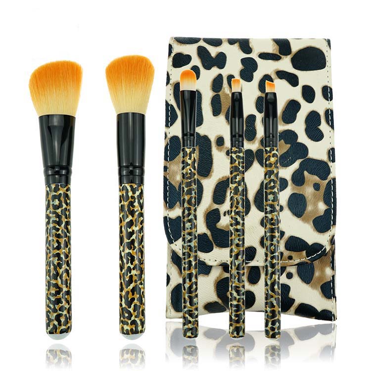 OEM vegan products cosmetic makeup tools leopard print makeup brushes makeup set