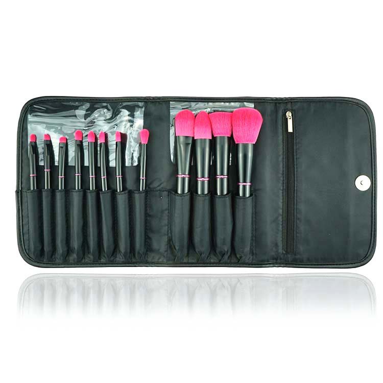 12 Piece Pink Hair Princess Makeup Brushes With Makeup Brushes Case