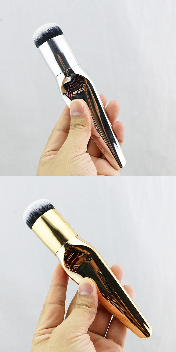 Custom Big Single Flat Head Gold Silver Cosmetics Makeup Foundation Brush Factory Wholesale Shenzhen