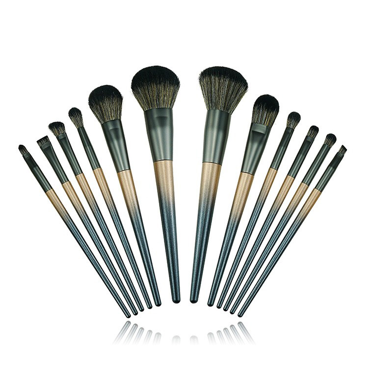 Customized 12pcs popular gradient handle beauty makeup brush set