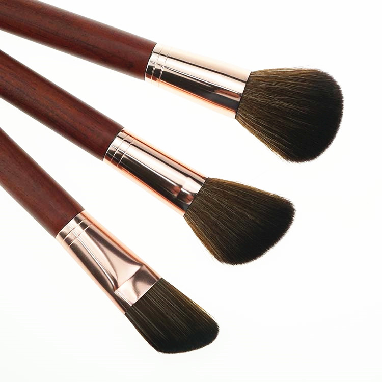 10PCS Rose Golden Makeup brush set with black high quality PU bag Free Design