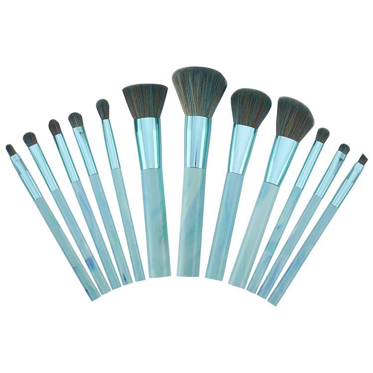 12 Pieces Mable Acrylic handle colorful Synthetic Hair makeup brush set