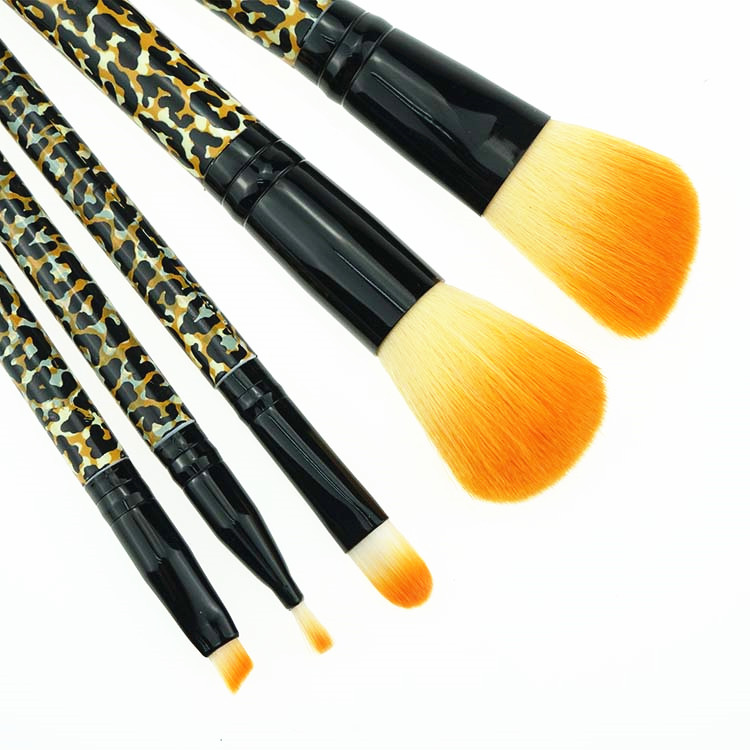 5PCS Leopard brushes makeup mini travel makeup brush set
