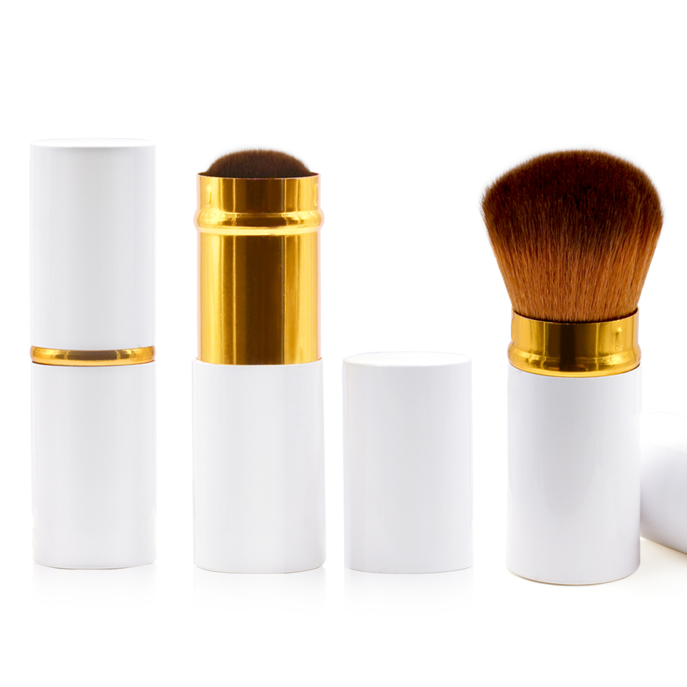 Travel Premium White Metal Synthetic Makeup Powder Kabuki Brush
