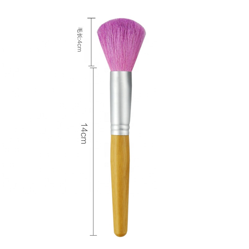 Girl's Pink Hair Fluffy Bamboo Eco Makeup Powder Brush For Cosmetic