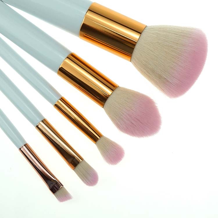 5 Pcs Custom Logo Cute Mini Kabuki Brush Set For Makeup With Bag