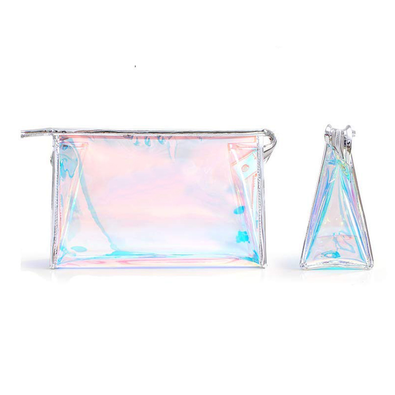 Holographic Clear Cosmetic Bag PVC Travel Laser Bag Iridescent Makeup Bag for Accessories Collection