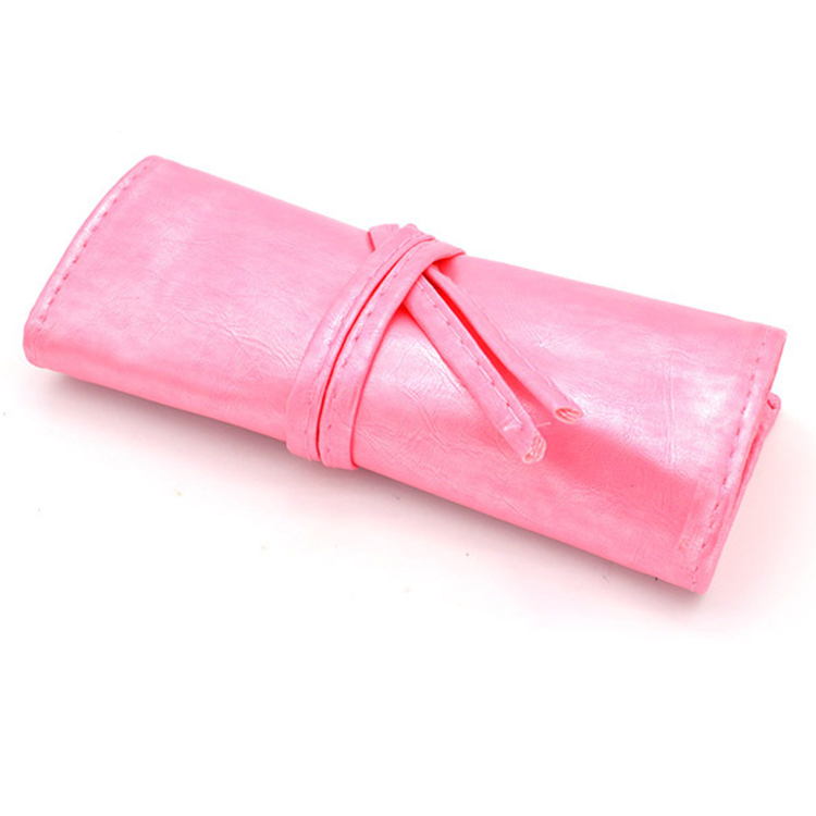 Travel Portable Cosmetic Brush Pouch Holder Bag Organizer PU Leather Rolling Makeup Case