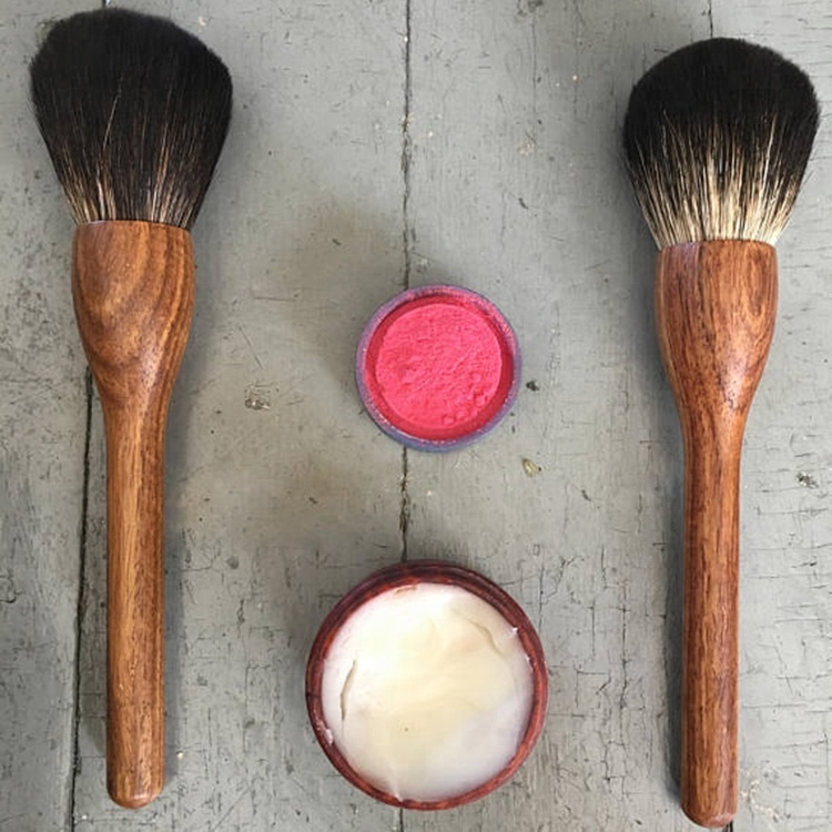 Single Private Label Fiber Synthetic Wood Oval Foundation Cosmetic Brush
