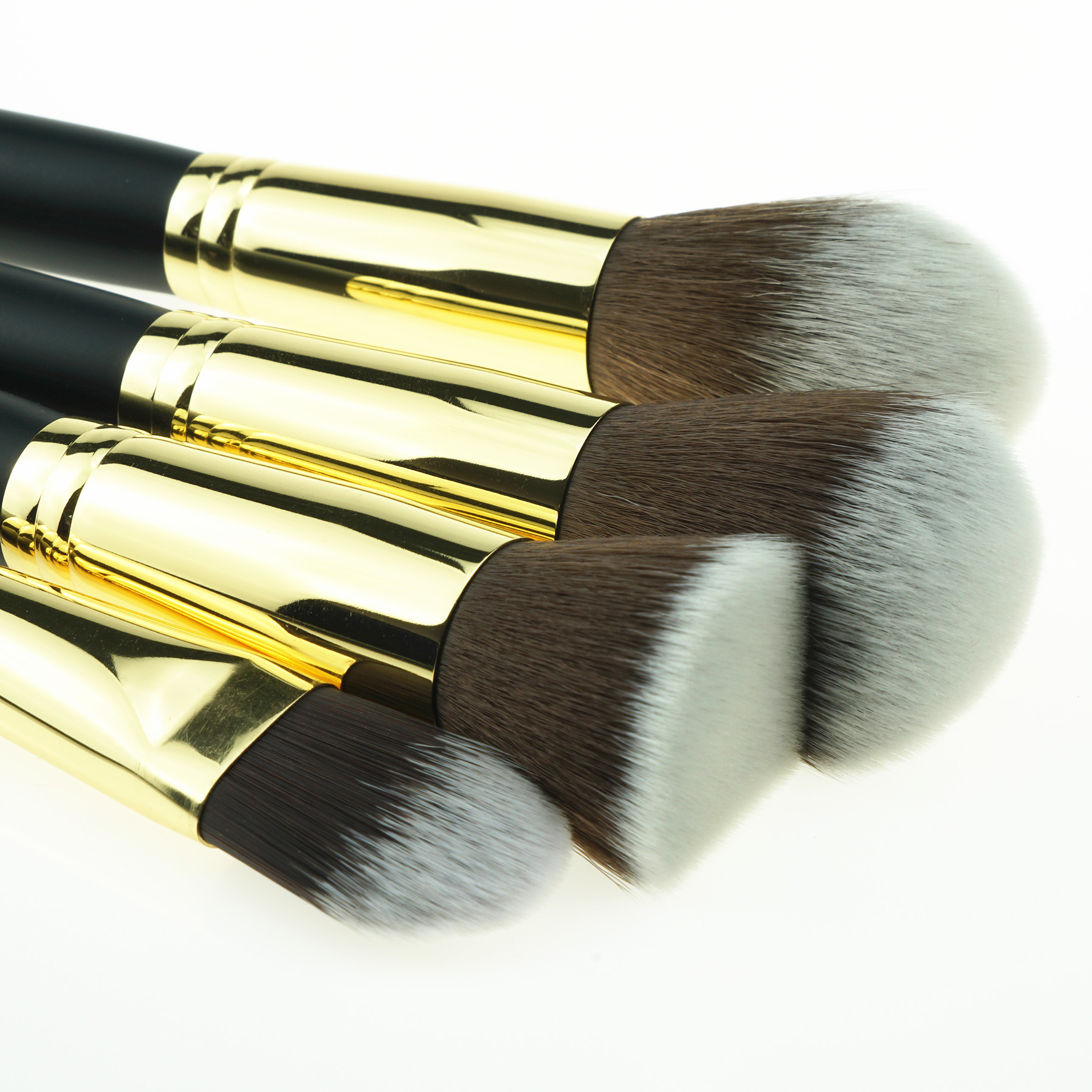 Custom Private Label 8pcs Makeup Brush Set Rose Gold Ferrule Black Wooden Handle Eyeshadow Brush Set