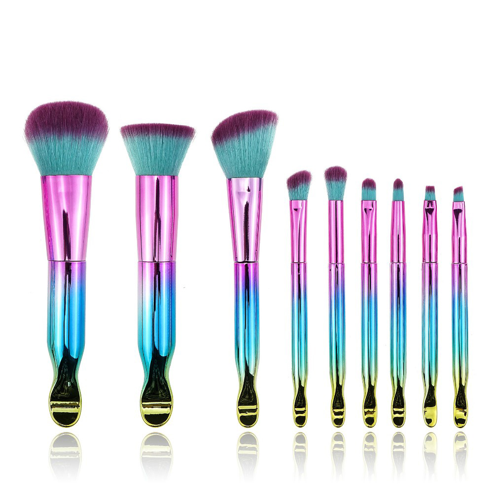 9Pcs Gradient Brush Metal Brush Kit In Beauty Small Makeup Brush