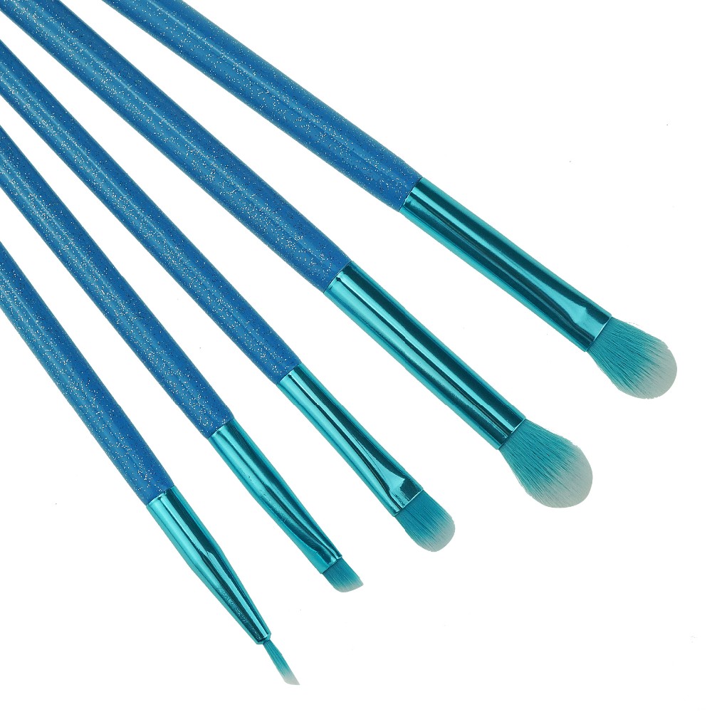 8Pcs Blue Glitter Makeup Brushes Luxury Gradient Brush With Cylinder