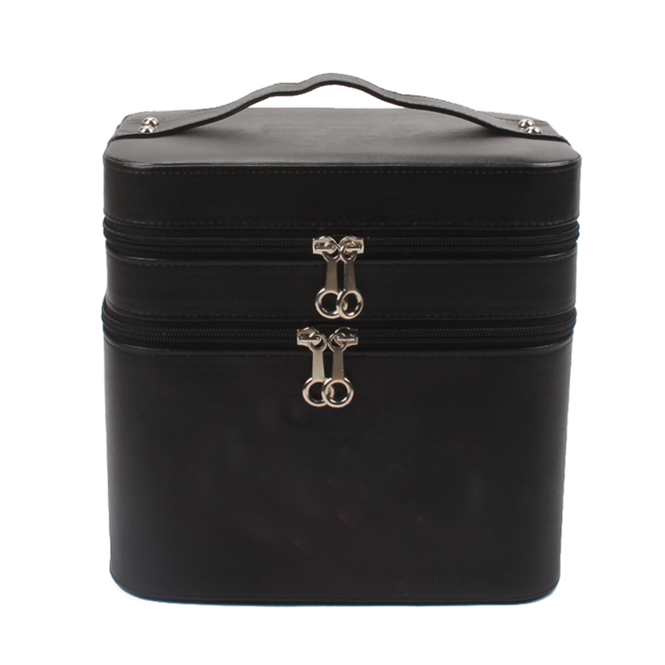 Multi Use Cosmetic Train Case Makeup Toiletry Bag Tote with Handle and Mirror for Travel