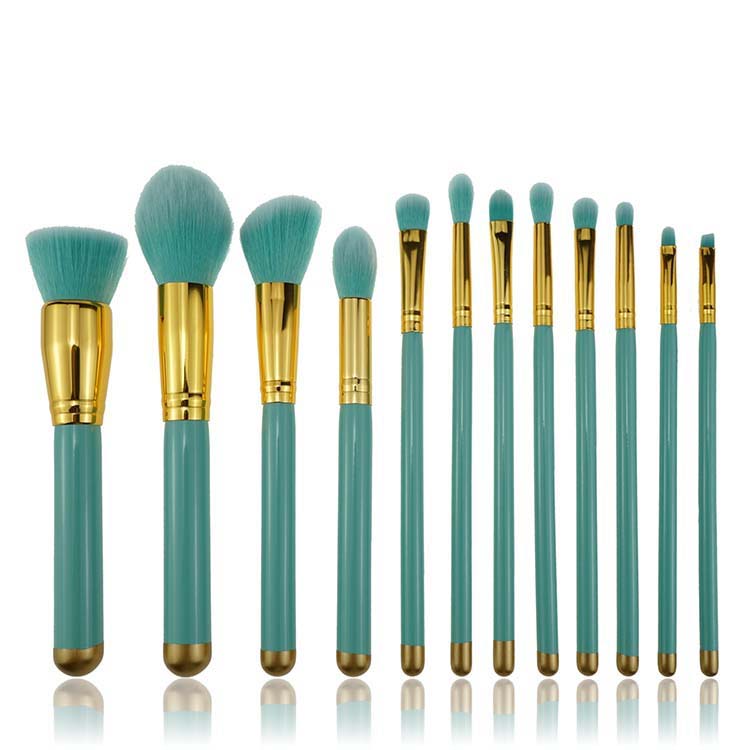 Wholesales vegan OEM 12pcs private label cosmetic makeup brushes makeup with pouch