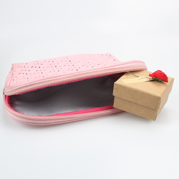 PU Leather Skeleton Cosmetic Pouch for Women Ladies Make Up Cosmetic Bag