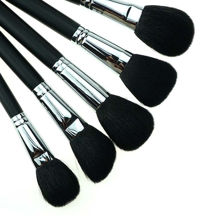 Professional goat hair copper ferrule makeup brush pro set with PU bag