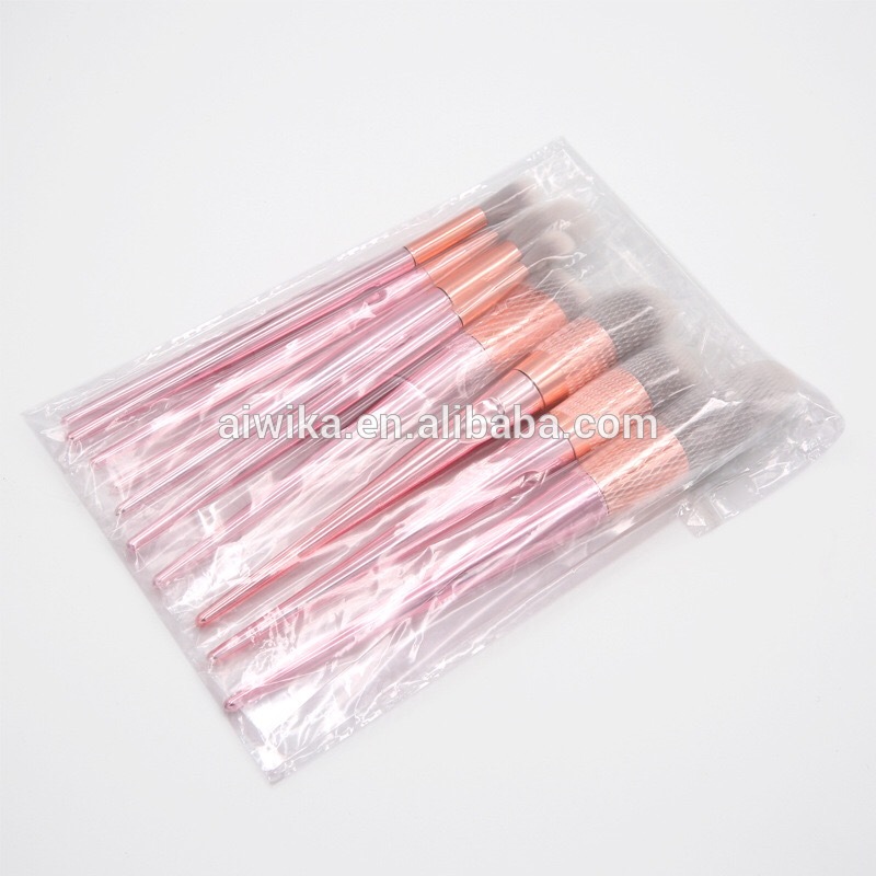 Oem Powder Eyeshadow Cosmetic 10pcs Make Up Brushes Custom Logo Pink Makeup Brush Set With Kit Bag