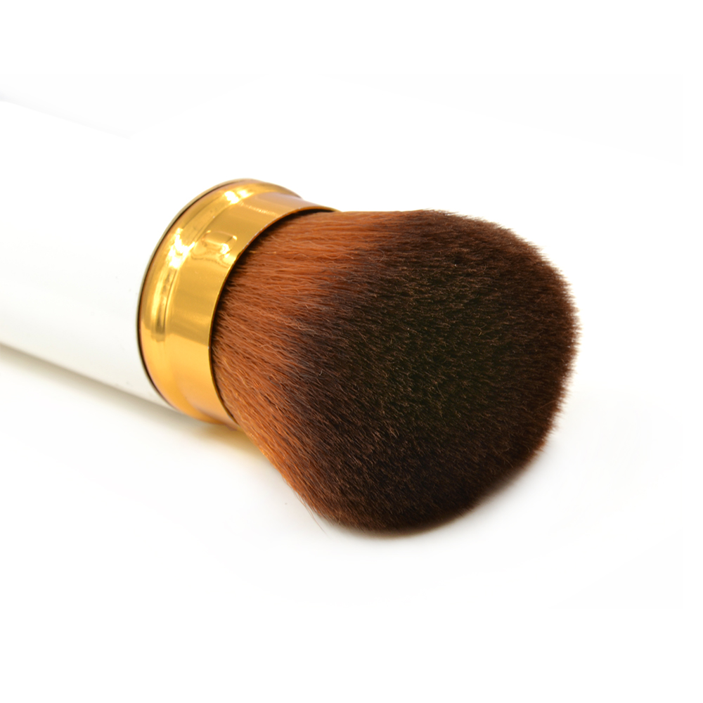 Private Label Synthetic Hair Retractable Oval Powder White Kabuki Brush