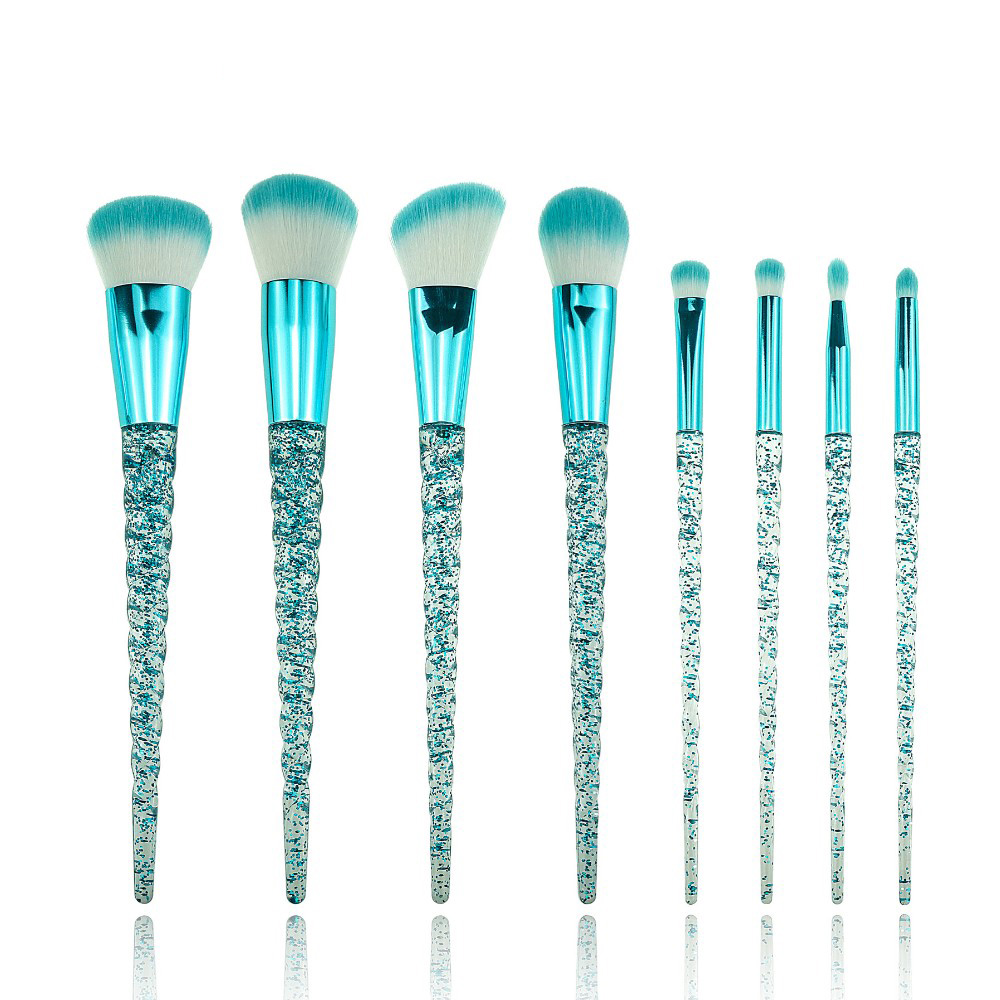 8Pcs Luxury Synthetic Makeup Brushes Glitter Blue Smudge Brush Style