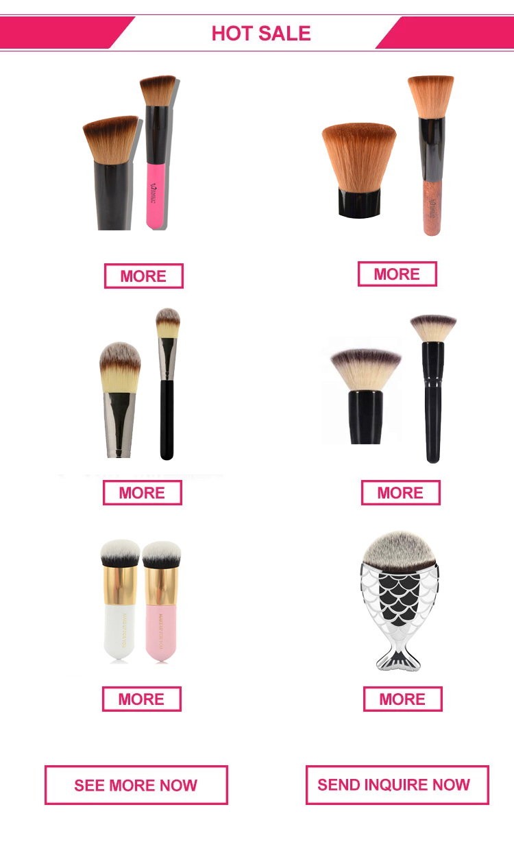 Custom Wooden Single Foundation Brush With Fiber Hair