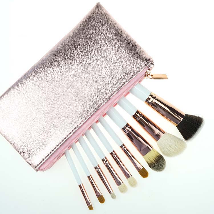 9Pcs Rose Brush Vegan Hair Makeup Brushes Cosmetics Makeup Brushes
