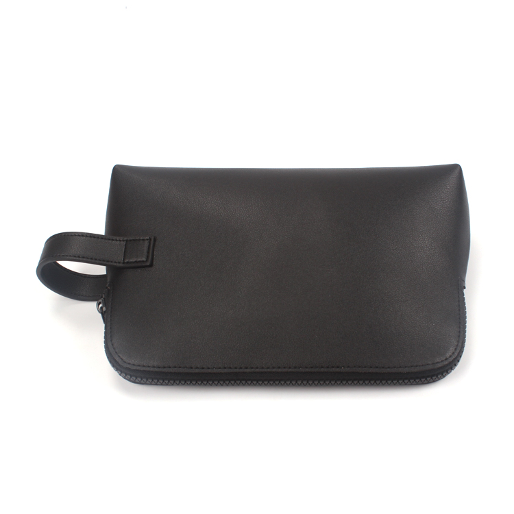 Luxury Custom Black PU Cosmetic Bag Makeup Bag Private Label Travel Toiletry Bag