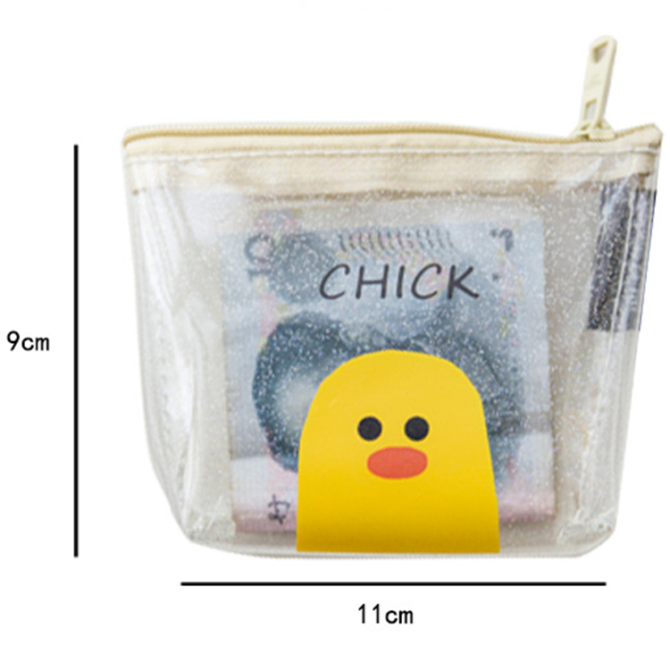 Korean Ladies Clear Cartoon Zipper Coin Purse Wallet Kids Animal Mini Key Card PVC Pouch Bag