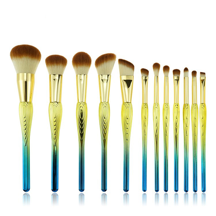 12Pcs Private Label Synthetic Soft Brushes Gold Makeup Brush Set