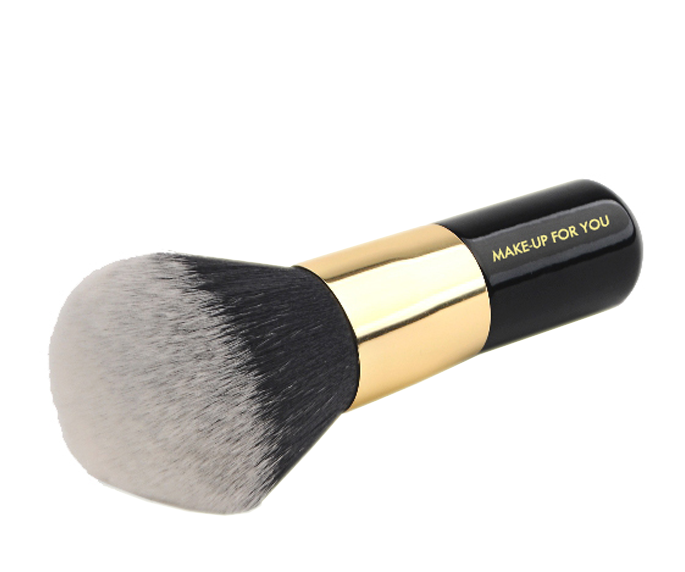 Professional rose gold single large round head face mineral powder brush with soft synthetic hair