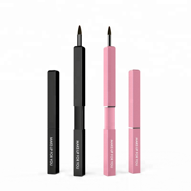 High Quality Laser Logo Metal Tube Lip Gloss Brushes Vegan Retractable Lip Brush