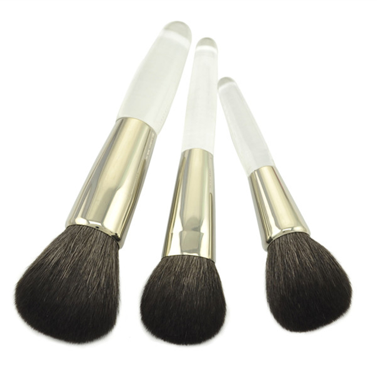 Best Custom Copper Ferrule Transparent Acrylic Goat Hair Small Make Up Powder Brush