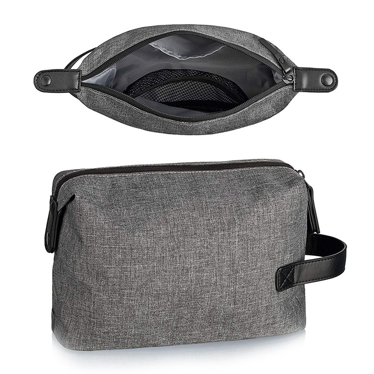 Mens Travel Toiletry Bag PU Leather Cosmetic Makeup Organizer Shaving Dopp Kit