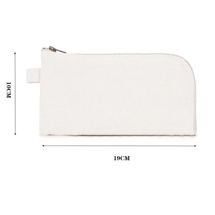 Custom Canvas Pouch Cotton Zipper Cosmetic Makeup Jewelry Coin Cash Purse Change Holder