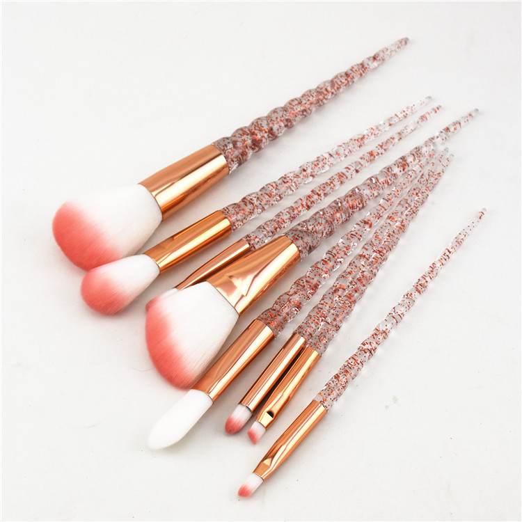 Transparent handle Glitter makeup Brush 8pcs cosmetic brush Facial Brush