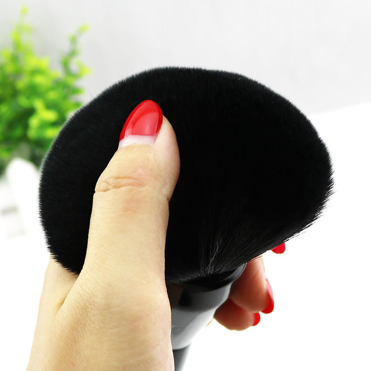 Custom Single Large Soft Hair Private Label Oval Powder Makeup Brush Black