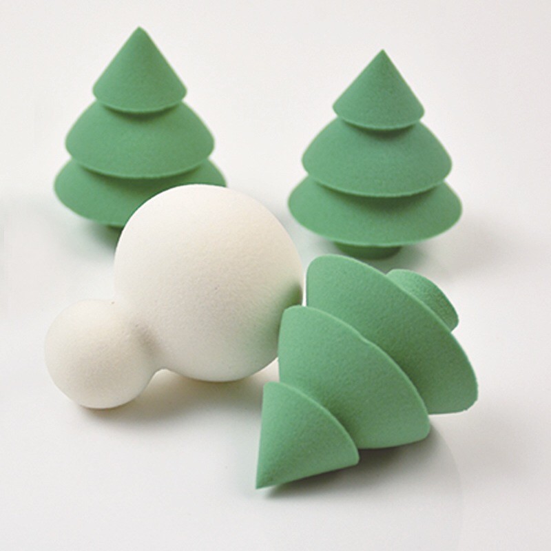 2019 New Arrival Snow Man Christmas Tree Super Soft Latex-free Private Label Foundation Makeup Sponges Powder Puff